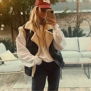 Storets Black and Cream shearling Vest